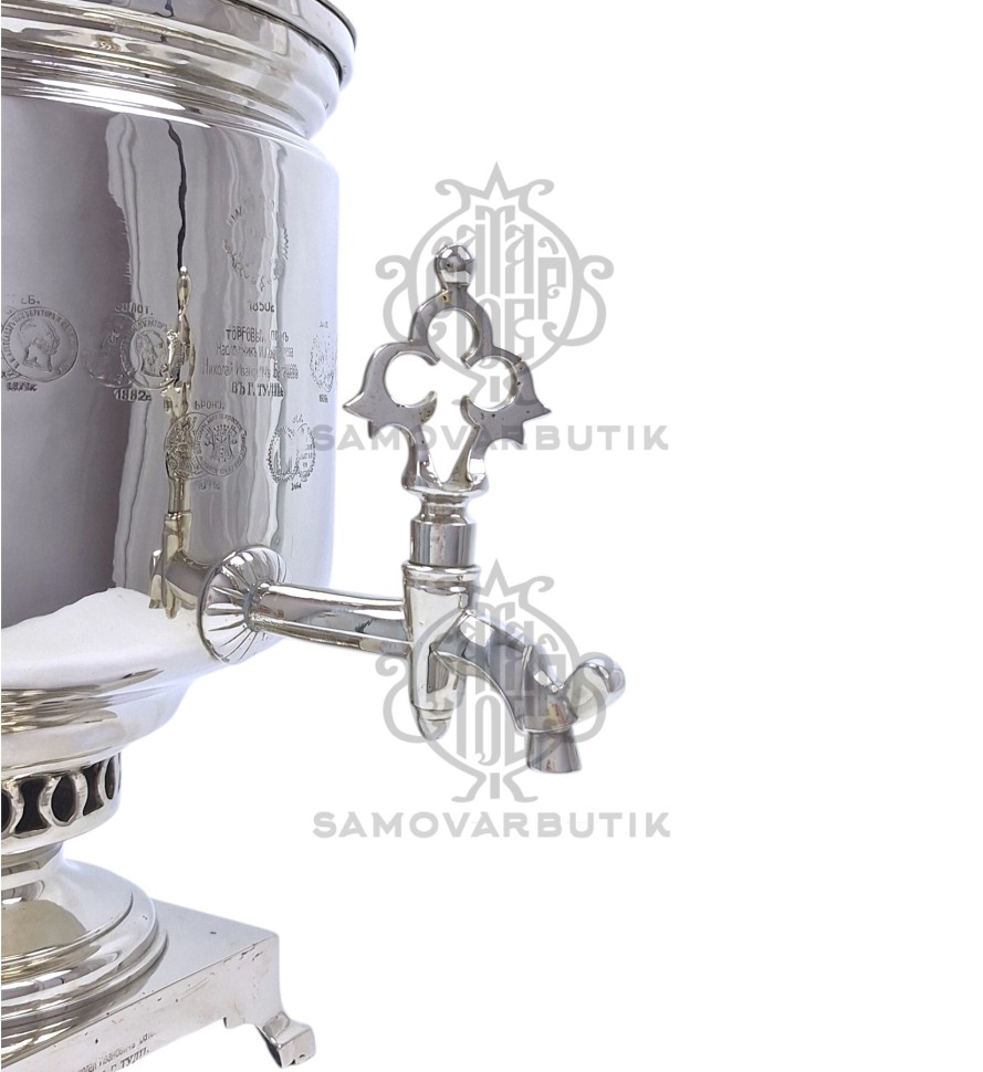 Самовар антикварный на дровах "Банка" 5 литров Н.И. Баташев латунь никелированная
