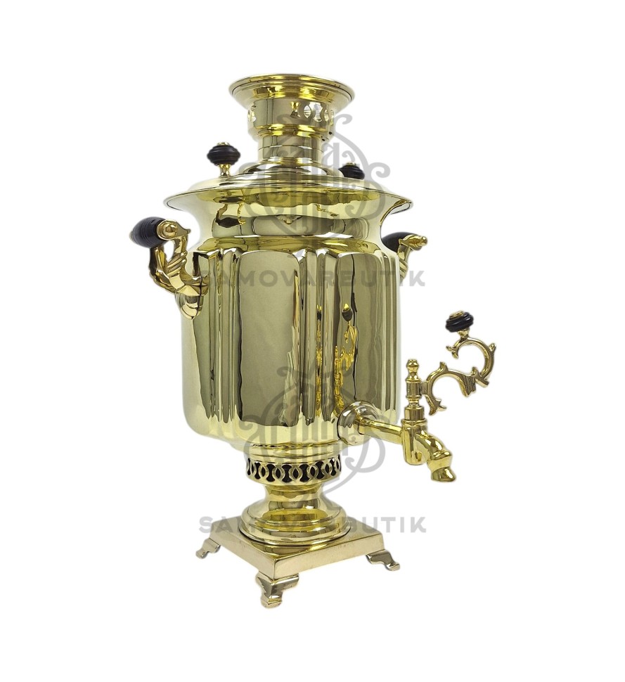 Самовар антикварный на дровах "Банка с гранями" 5 литров В.С. Баташев латунь люкс