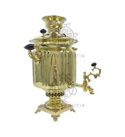 Самовар антикварный на дровах "Банка с гранями" 5 литров В.С. Баташев латунь люкс