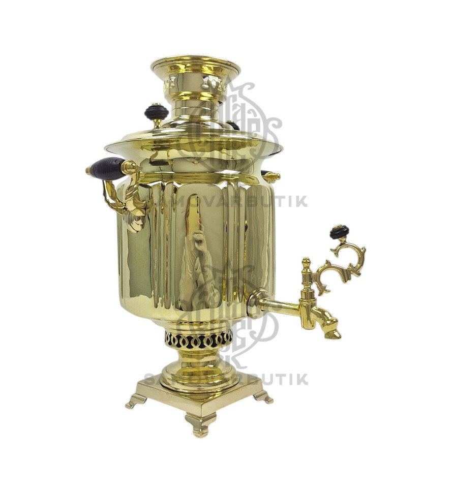 Самовар антикварный на дровах "Банка с гранями" 5 литров В.С. Баташев латунь люкс