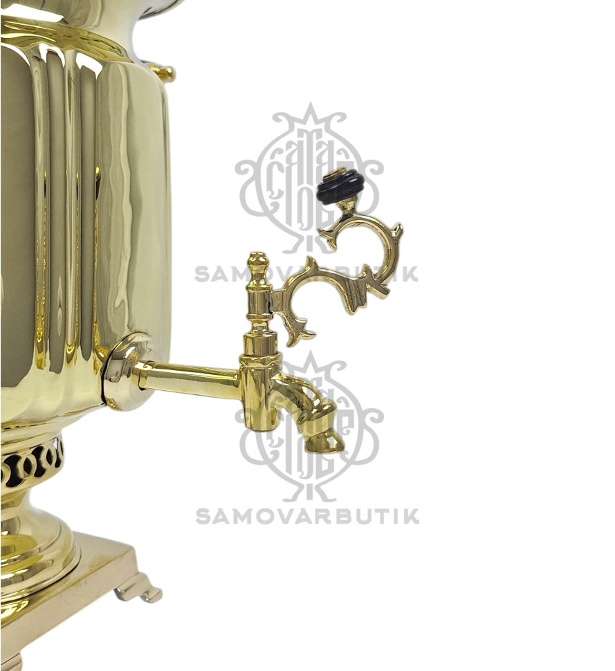 Самовар антикварный на дровах "Банка с гранями" 5 литров В.С. Баташев латунь люкс