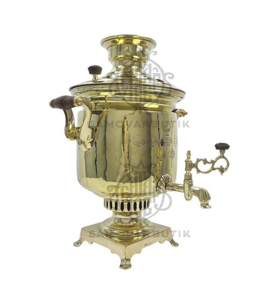Самовар антикварный на дровах "Банка" с медалями 4,5 литра Н.И. Баташев 