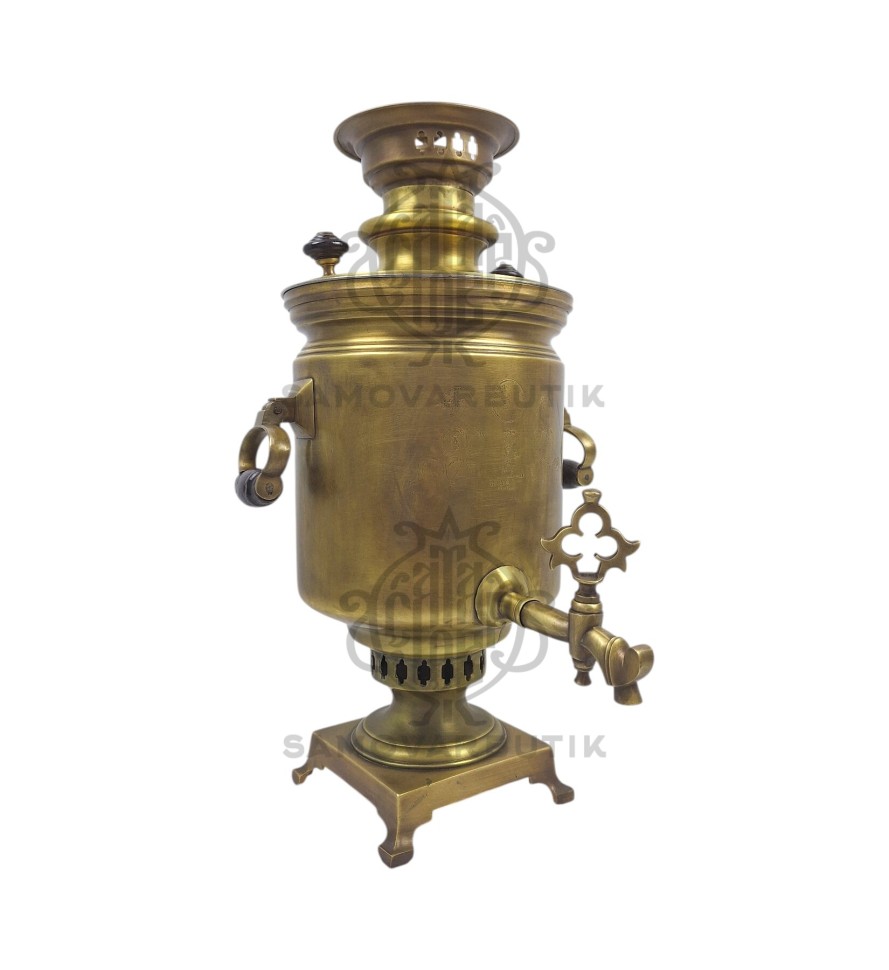 Самовар антикварный на дровах "Банка" 6 литров М.И. Слиозберг латунь в патине