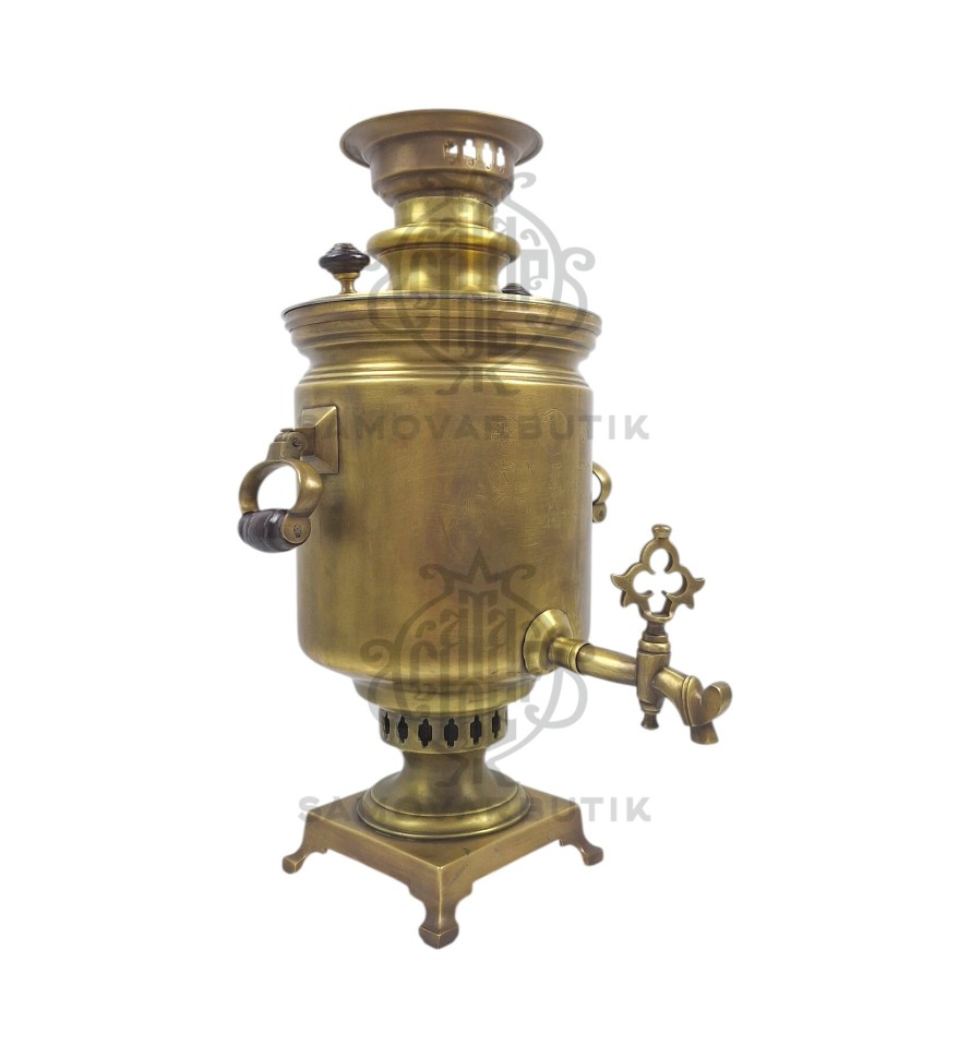Самовар антикварный на дровах "Банка" 6 литров М.И. Слиозберг латунь в патине