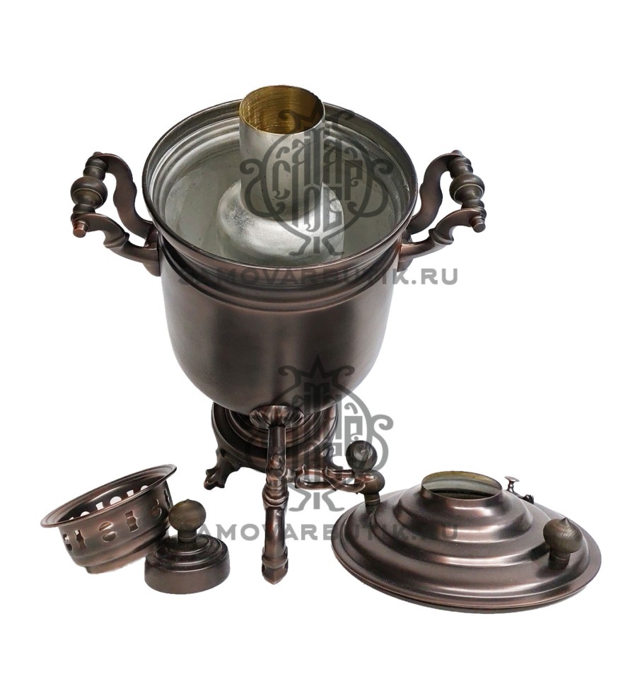 Самовар на дровах "Банка" 7 литров патинированный "Люкс"