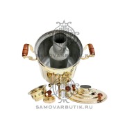 Самовар на дровах "Банка" 9 литров латунный люкс