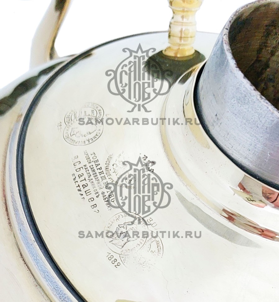 Самовар антикварный на дровах "Яйцо" 4 литра В. С. Баташева латунный люкс