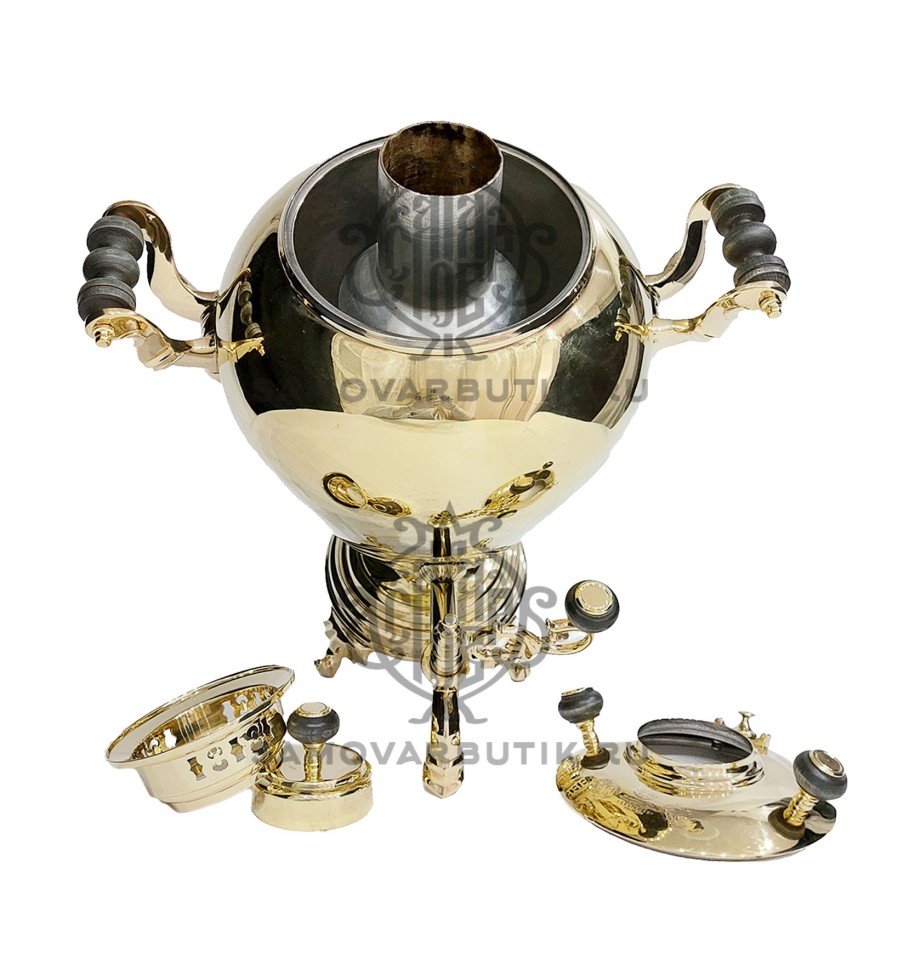 Самовар антикварный на дровах "Яйцо" 4 литра В. С. Баташева латунный люкс