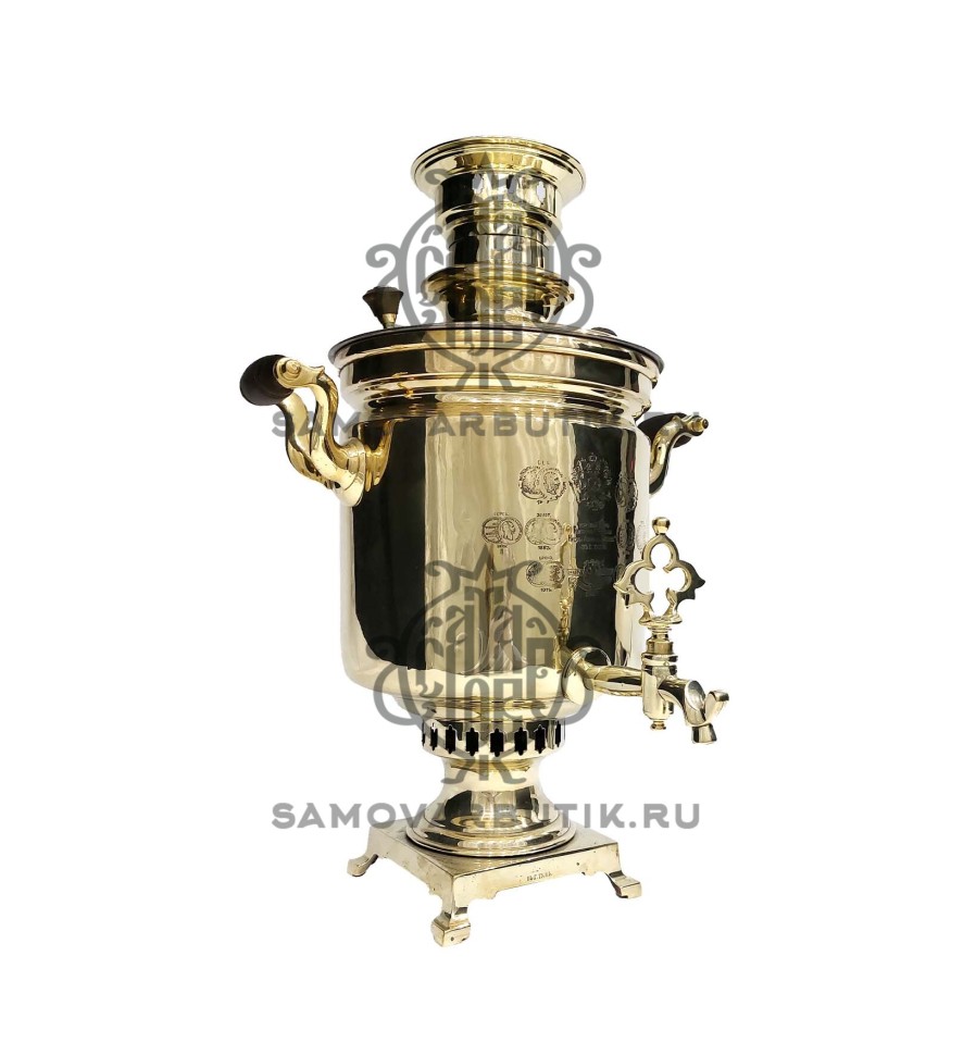 Самовар антикварный на дровах "Банка" 7 литров Ив. Гр. Баташева латунный люкс