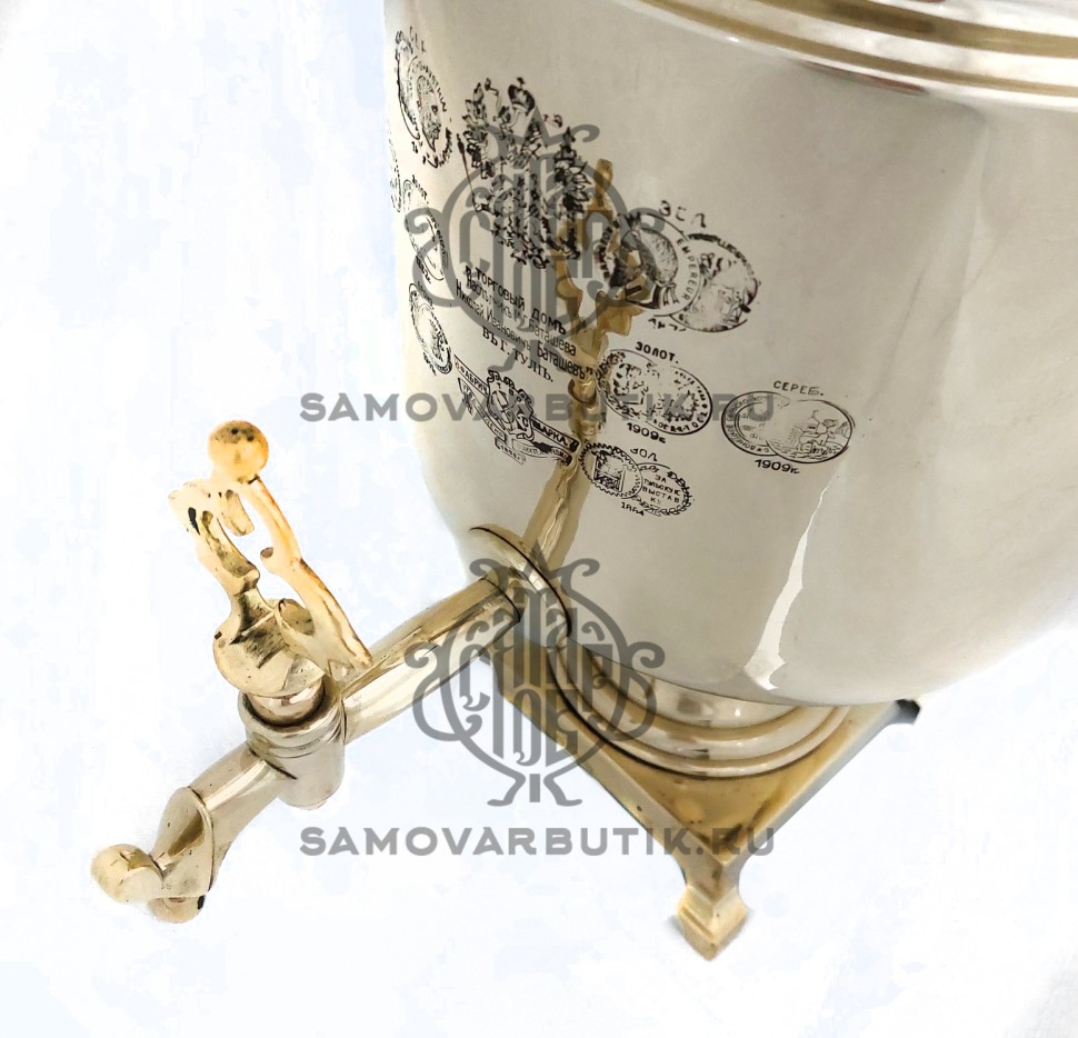 Самовар антикварный на дровах "Банка" 7 литров Ив. Гр. Баташева латунный люкс
