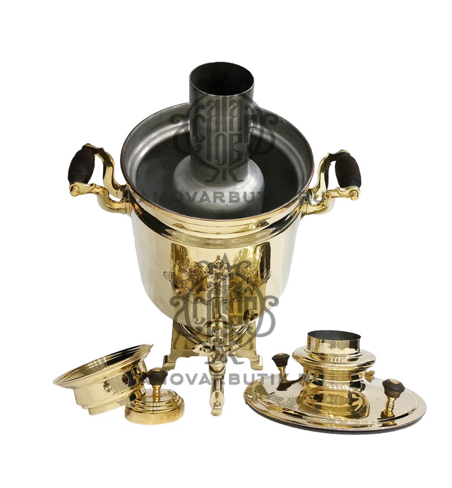Самовар антикварный на дровах "Банка" 7 литров Ив. Гр. Баташева латунный люкс