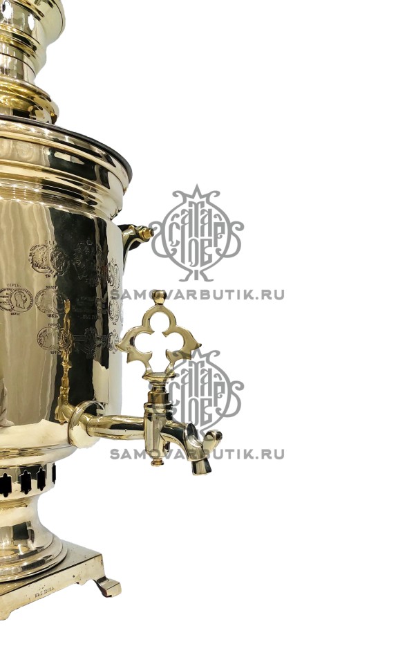 Самовар антикварный на дровах "Банка" 7 литров Ив. Гр. Баташева латунный люкс