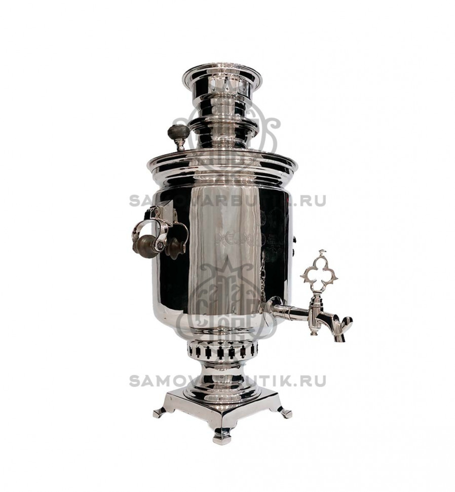 Самовар антикварный на дровах "Банка" с медалями 4 литра Братьев Шемариных никелированный