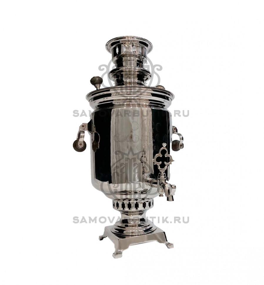 Самовар антикварный на дровах "Банка" с медалями 4 литра Братьев Шемариных никелированный