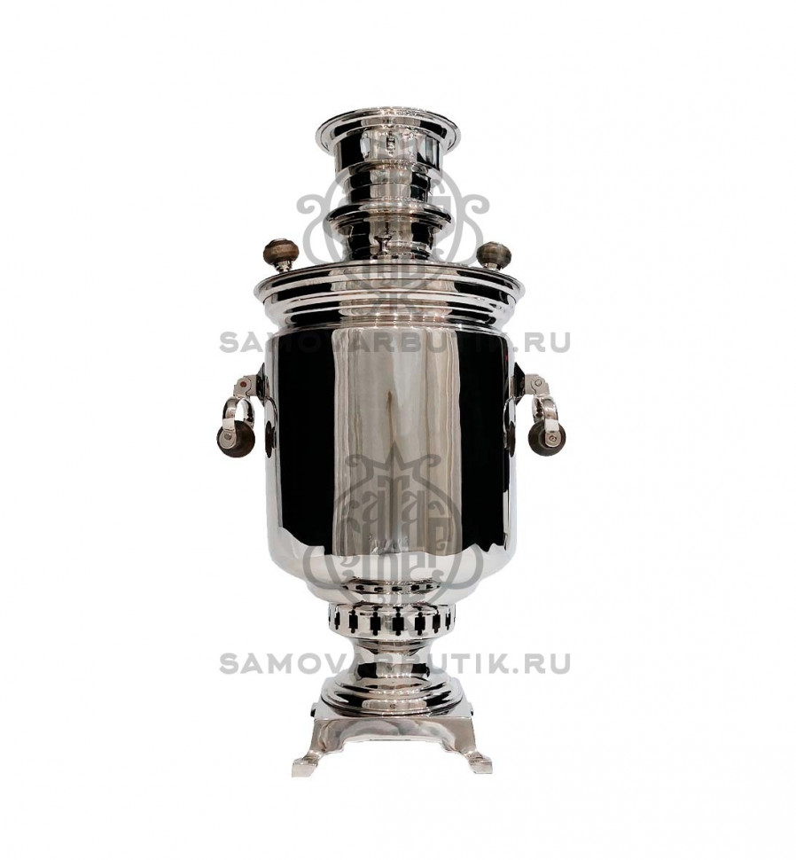Самовар антикварный на дровах "Банка" с медалями 4 литра Братьев Шемариных никелированный