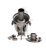 Самовар антикварный на дровах "Банка" с медалями 4 литра Братьев Шемариных никелированный