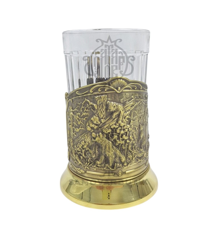 Подстаканник латунный "Мишки"