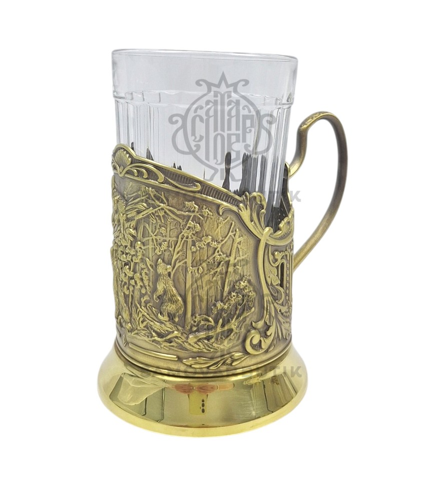 Подстаканник латунный "Мишки"