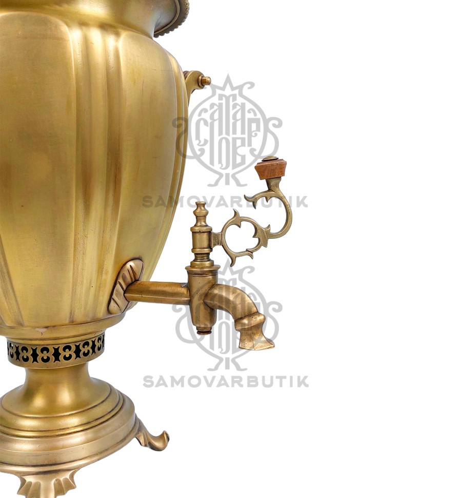 Самовар антикварный на дровах 8,5 литров "Яйцо" гранное в патине В. C. Баташева