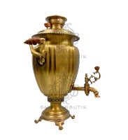 Самовар антикварный на дровах 8,5 литров "Яйцо" гранное в патине В. C. Баташева