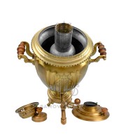 Самовар антикварный на дровах 8,5 литров "Яйцо" гранное в патине В. C. Баташева