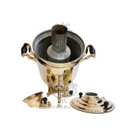 Самовар антикварный на дровах "Банка" 7 литров Тульский Патронный Завод, латунный люкс