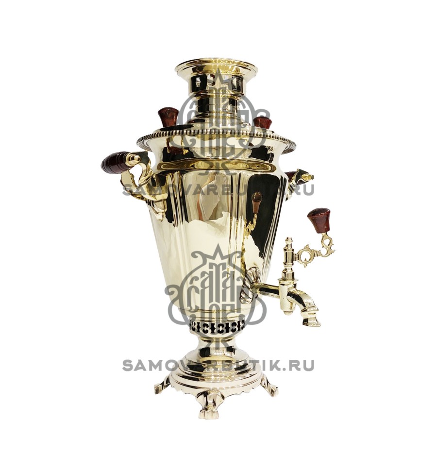 Самовар антикварный на дровах "Рюмка гранная" 4,5 литра Тульский Патронный Завод латунный люкс