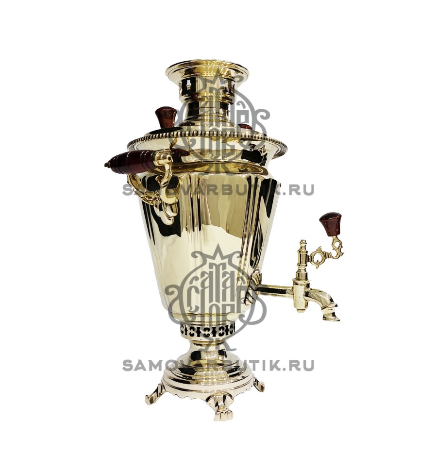 Самовар антикварный на дровах "Рюмка гранная" 4,5 литра Тульский Патронный Завод латунный люкс