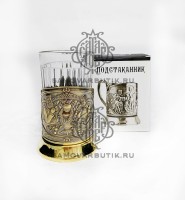 Подстаканник латунный "Русское чаепитие"