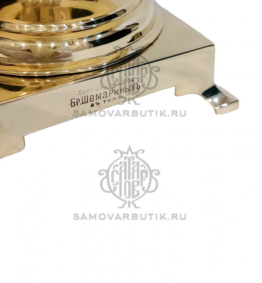 Самовар антикварный на дровах "Банка" 5,5 литров Братья Шемарины латунный люкс