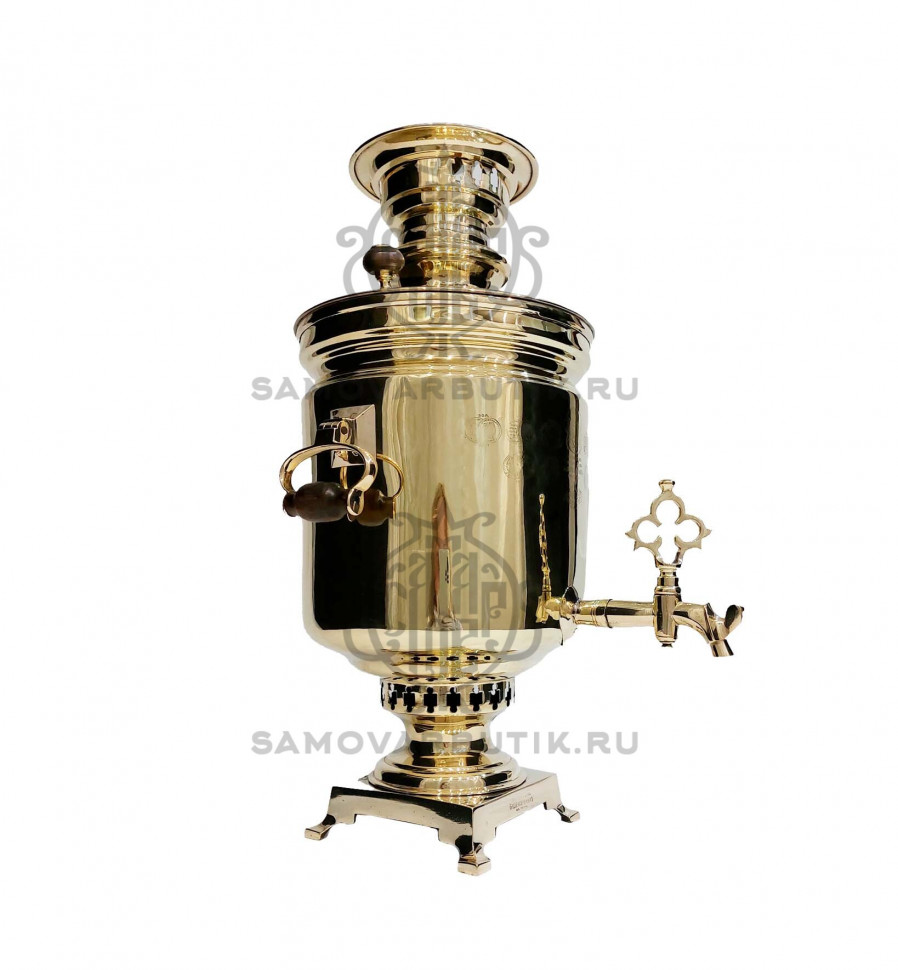 Самовар антикварный на дровах "Банка" 5,5 литров Братья Шемарины латунный люкс