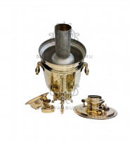 Самовар антикварный на дровах "Банка" 5,5 литров Братья Шемарины латунный люкс