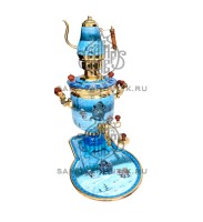 Самовар комбинированный "Банка" 5 литров "Зимняя охота" в наборе