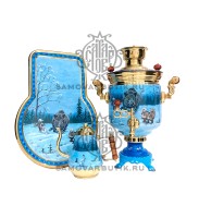 Самовар комбинированный "Банка" 5 литров "Зимняя охота" в наборе