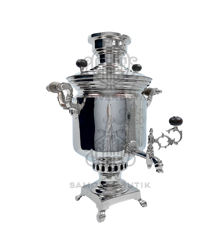 Самовар антикварный на дровах "Банка" с медалями в никеле Е, А. Баташев