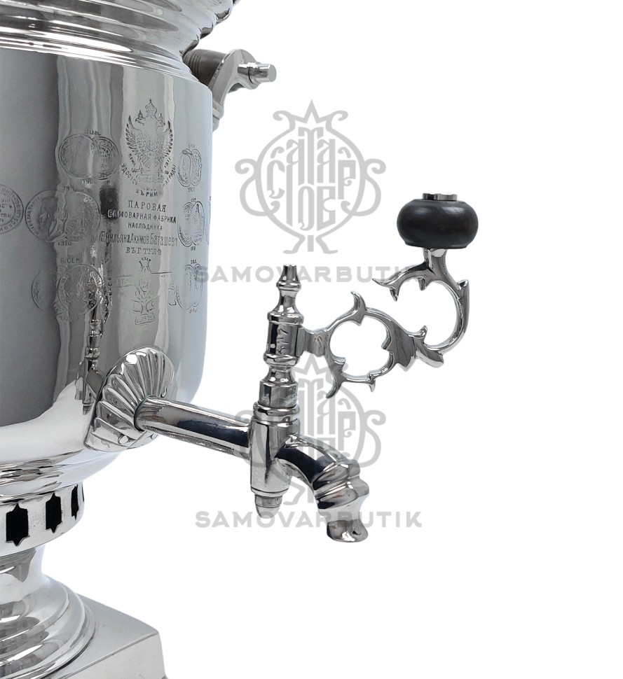Самовар антикварный на дровах "Банка" с медалями в никеле Е, А. Баташев