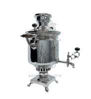 Самовар антикварный на дровах "Банка" с медалями в никеле Е, А. Баташев