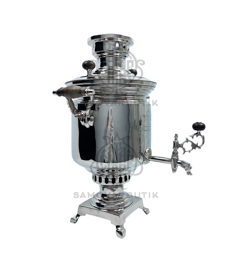 Самовар антикварный на дровах "Банка" с медалями в никеле Е, А. Баташев