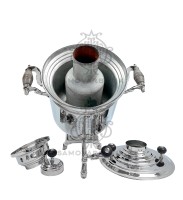 Самовар антикварный на дровах "Банка" с медалями в никеле Е, А. Баташев