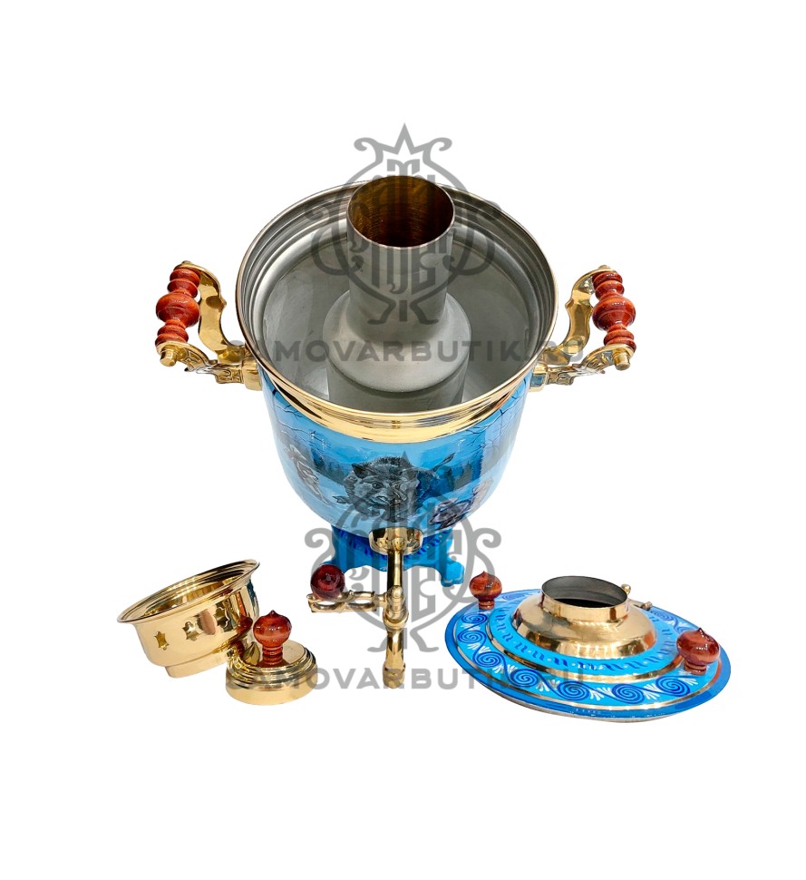 Самовар комбинированный "Банка" 5 литров "Зимняя охота"