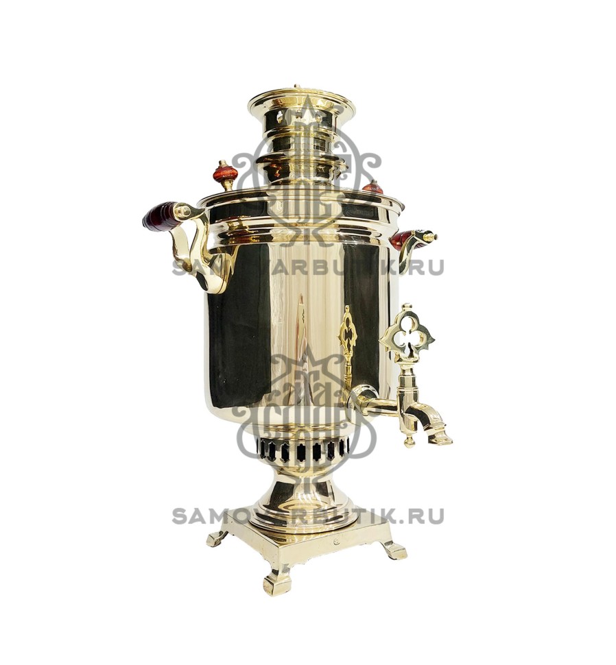 Самовар антикварный на дровах "Банка" 7 литров "Товарищество Кольчугино" латунный люкс