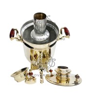 Самовар антикварный на дровах "Банка" 7 литров "Товарищество Кольчугино" латунный люкс