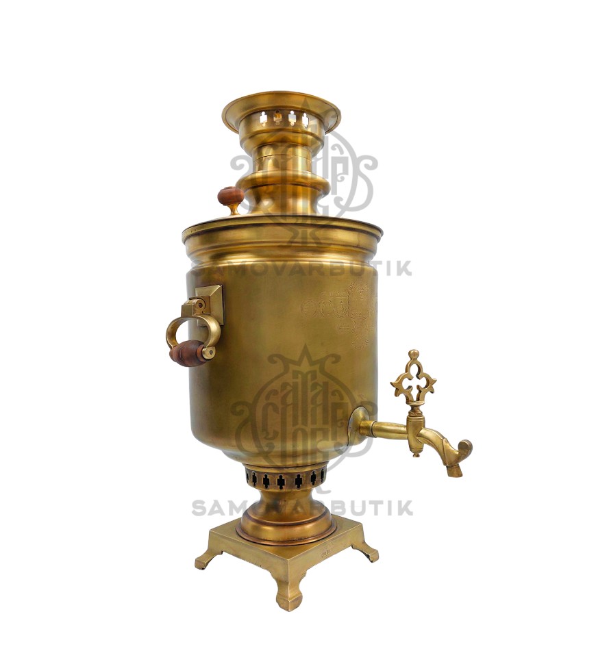 Самовар антикварный на дровах "Банка"  с медалями в патине И.Н. Шерлаимова 8 литров