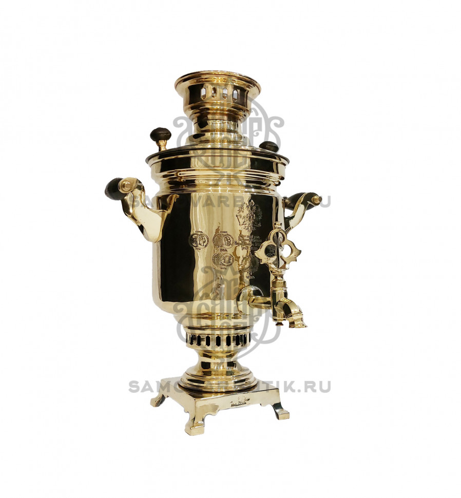 Самовар антикварный на дровах "Банка" 3,5 литра И.Г. Баташева латунный премиум