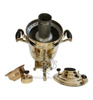Самовар антикварный на дровах "Банка" 3,5 литра И.Г. Баташева латунный премиум